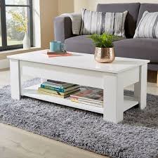 White Wooden Coffee Table With Lift Up