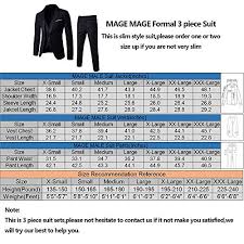 Mage Male Mens 3 Pieces Suit Elegant Solid One Button Slim