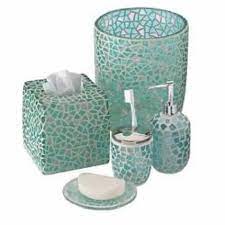 Opt for glass to see what's inside, or stow everything away in ceramic ones instead. Sea Glass Bathroom Accessories Glass Bathroom Glass Bathroom Accessories Mosaic Bathroom Accessories