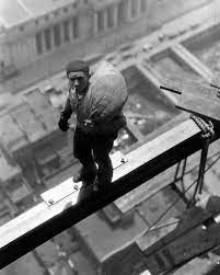construction worker on steel beam 1930