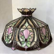 Vintage 20 Hanging Stained Glass Lamp