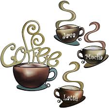 4 Pieces Metal Coffee Cup Wall Decor