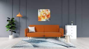 what color rug goes with orange couch