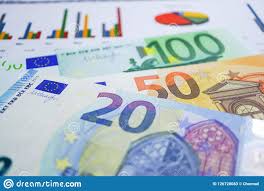Euro Banknotes Money On Chart Graph Paper Stock Image