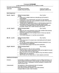 This curriculum vitae template uses a table style format, with the section headings on the left si. Free 8 Sample Professional Cv Templates In Pdf Ms Word