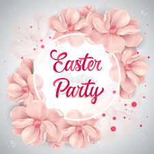 Easter Party Lettering With Cherry Flowers