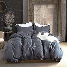 Dark Grey Ruffled Bed Set Bedding Set