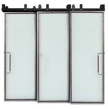 Frosted Glass Triple Bypass Barn Doors