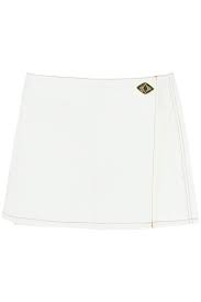 Ganni - Women's Wrap Mini Skirt - White - Denim - Skirts