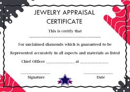 jewelry appraisal certificate templates