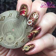 nail art clock steunk nails