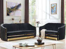 black velvet sofa set w golden frame