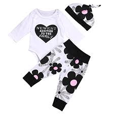 Ma Baby Newborn Kids Baby Boy Girl Cotton Tops Romper Pants Hat 3pcs Outfits Set Clothes 0 3 Months