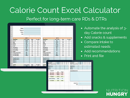 calorie count excel calculator well