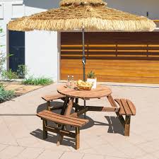 6 Person Wooden Picnic Table Set With