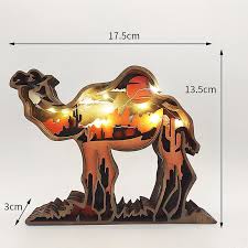 Wood Animal Ornament With Light Camel