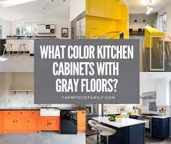 color kitchen cabinets with gray floors