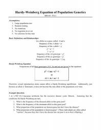 Assume that the population is in equilibrium. Hardy Weinberg Handout