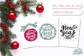 Happy New Year 2021 Greeting Cards Set Graphic By Cyrilliclettering Creative Fabrica