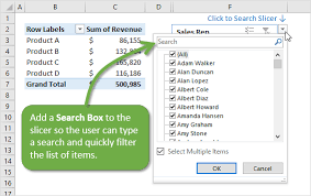 a slicer to quickly filter pivot tables