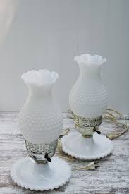 Vintage Milk Glass Lamps Hobnail Glass