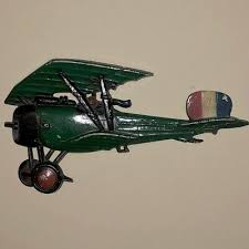 Metal Airplane Wall Art Green Biplane