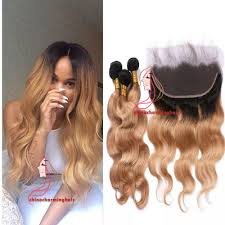 1b 27 Brazilian Ombre Hair 3 Bundles With 13x4 Lace Frontal