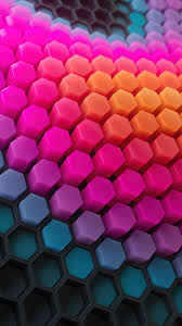 hexagon corloful 3d render 4k wallpaper