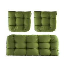 3 Piece Outdoor Chair Cushions Loveseat Outdoor Cushions Set Wicker Patio Cushion For Patio Furniture In Green H4 Xw19