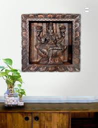 Wood Carved Laxmi Decorative Wall Panel
