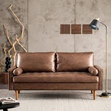 brown suede fabric 2 seat loveseat