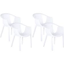 Set Of 4 Garden Outdoor Chairs White