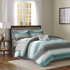 Blue Teal Aqua Grey Comforter Set
