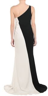 Jay Godfrey Stretch Crepe Colorblock One Shoulder Gown