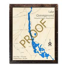 Lake Quinsigamond Ma 3d Wood Maps Nautical Charts