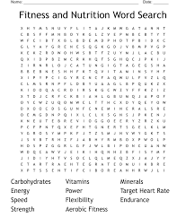 fitness and nutrition word search