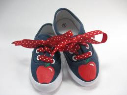 Apple Shoes Hand Painted Denim Sneakers For Babies And Toddlers