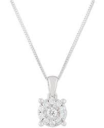 Diamond Halo 18 Pendant Necklace 1 3 Ct T W In 14k White Yellow Or Rose Gold