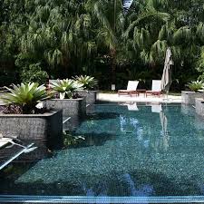 Backyard Pool Glass Tile Geometric Pool
