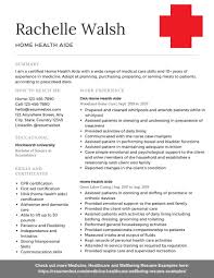Home Health Aide Resume Example