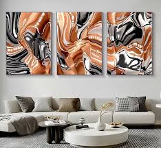 Black Abstract Set Of 3 Large Wall Art