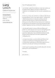 collection supervisor cover letter