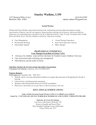 Licensed Social Worker Sample Resume Social Work Resume