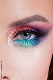 bright eye makeup pink and blue color