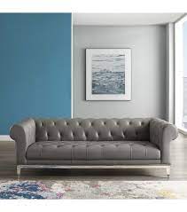 Idyll Tufted On Upholstered Leather Chesterfield Sofa Gray Modway