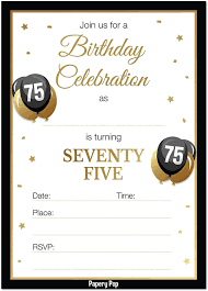 75th birthday invitations for men or