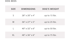 Dog Bed Size Chart Pendleton
