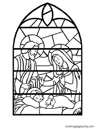 Stained Glass Nativity Scene Coloring