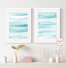Aqua Wall Art Set Of 2 Prints Calming