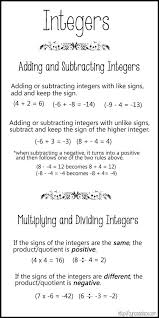 Positive And Negative Integer Chart Cynces Place